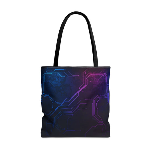 Futuristic Circuit Design Tote Bag | Tech Lover Gift, Stylish Shopping Bag, Geek Chic Tote, AOP Carryall, Unique Gift Idea