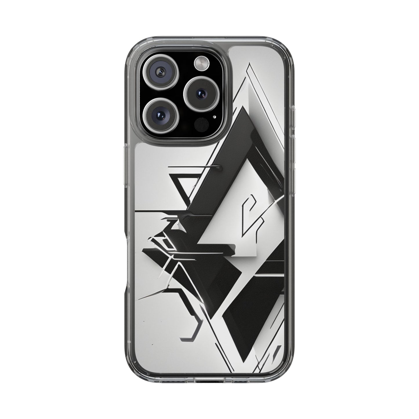 Clear Phone Case with Abstract Edgy Design Print