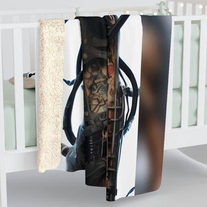 Sherpa Fleece Blanket with Futuristic Cyber Design