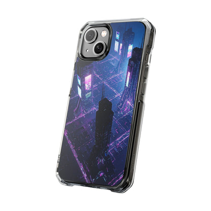 Futuristic Cityscape Phone Case, Customizable Clear Impact Case, Gift for Tech Lovers, Unique Phone Accessory, Aesthetic Cell Phone Cover