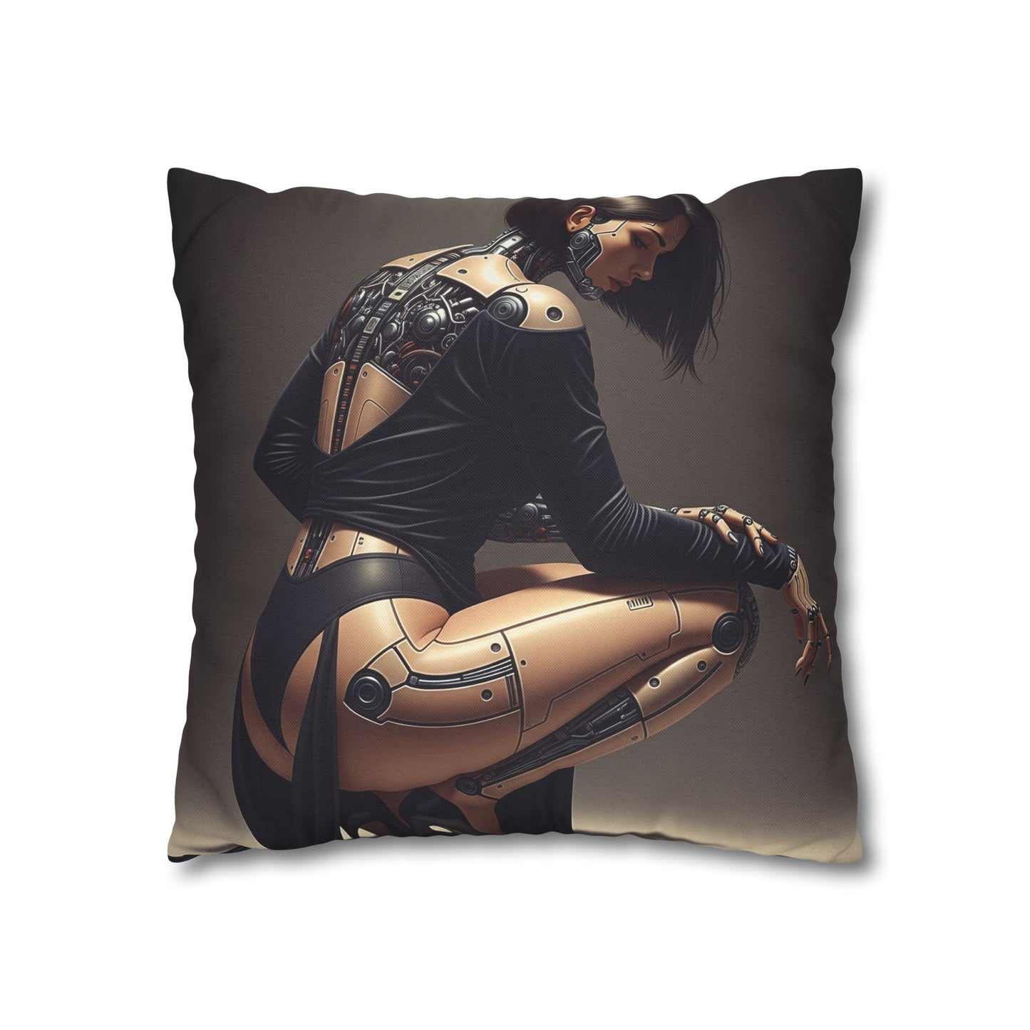Futuristic Robot Art Pillowcase, Decorative Throw Pillow, Modern Home Decor, Gift for Tech Lovers, Cyberpunk Cushion Cover