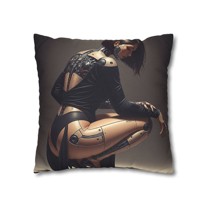Futuristic Robot Art Pillowcase, Decorative Throw Pillow, Modern Home Decor, Gift for Tech Lovers, Cyberpunk Cushion Cover
