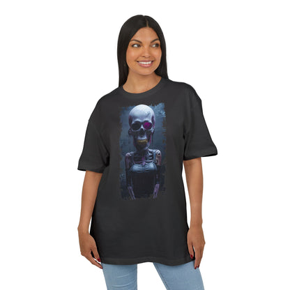 Unisex Heavy Oversize Tee with Skeleton Graphic, Spooky Halloween T-shirt, Casual Graphic Tee, Skeleton Art Shirt, Unisex Halloween Apparel