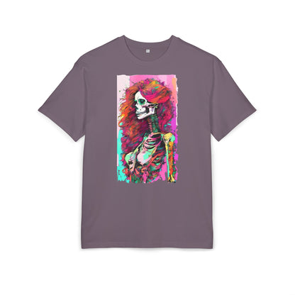 Vibrant Skeleton Art Unisex Heavy Oversize Tee, Halloween Shirt, Statement Tee, Graphic Tee, Casual Wear, Gift