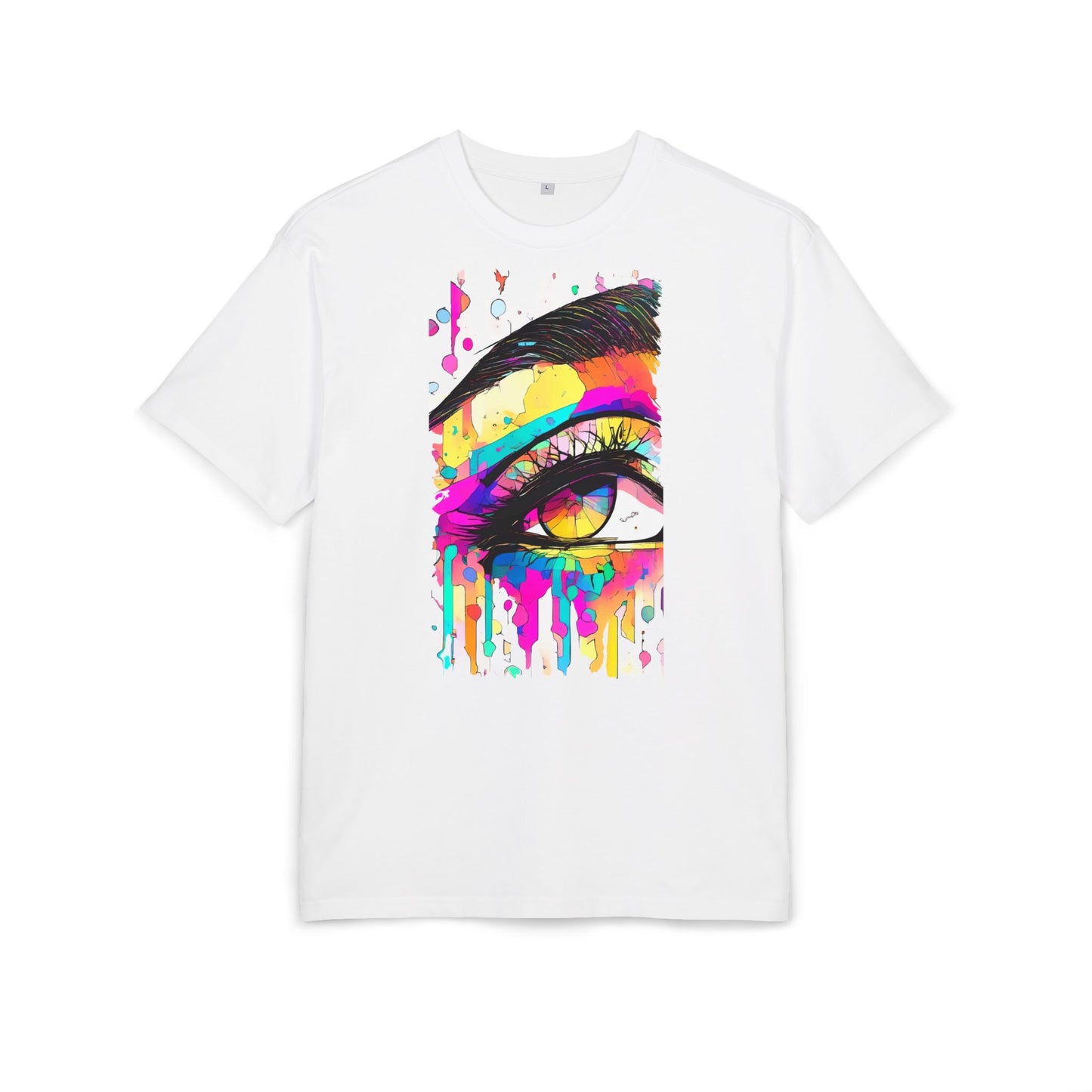 Vibrant Eye Art Oversized Tee, Unisex Heavy Tee for Creative Souls, Art Lovers Gift, Colorful Graphic Shirt, Festival Attire