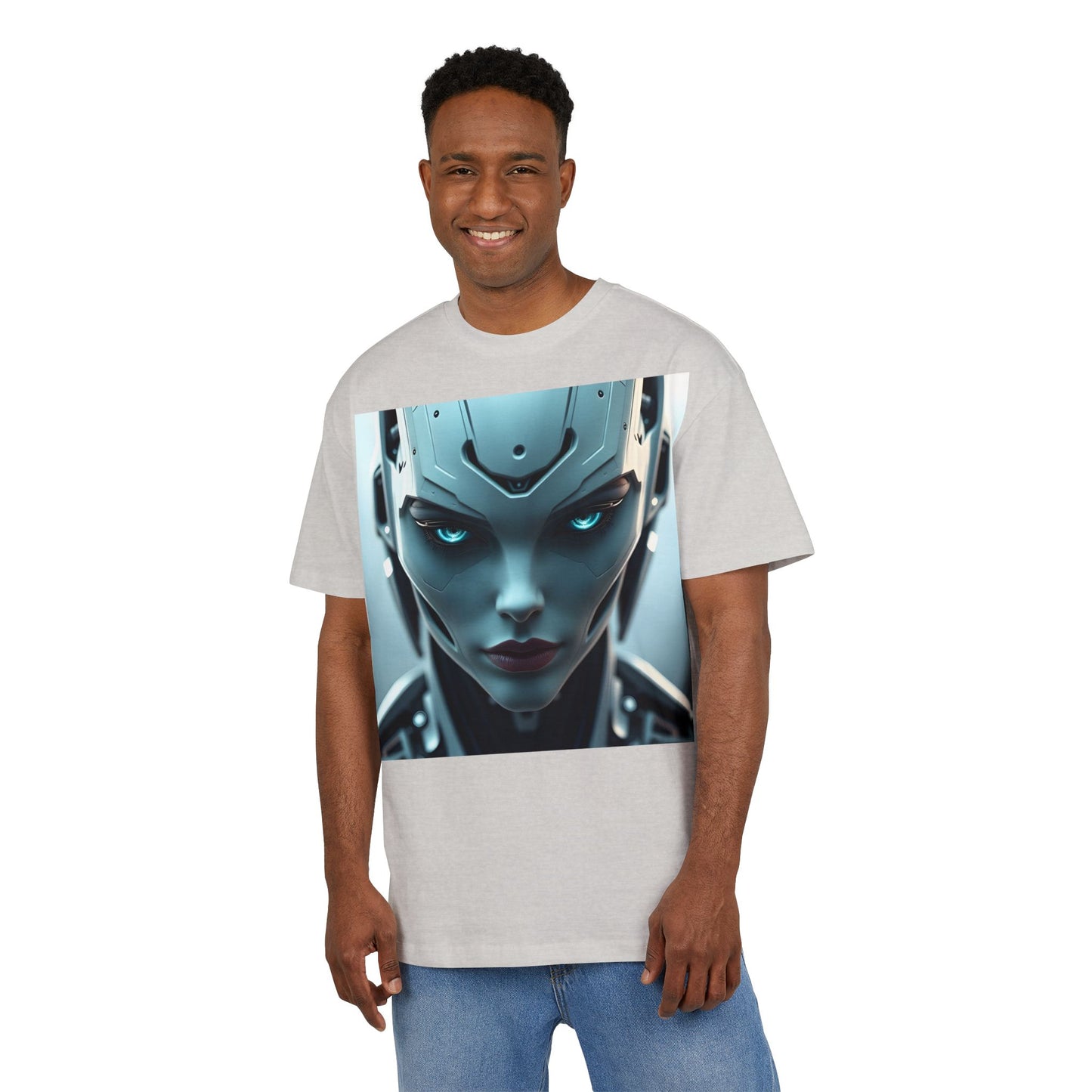 Futuristic Robot Oversize Tee, Cyberpunk Fashion, Unisex Graphic T-Shirt, Tech-Inspired Apparel, Unique Gift for Geeks