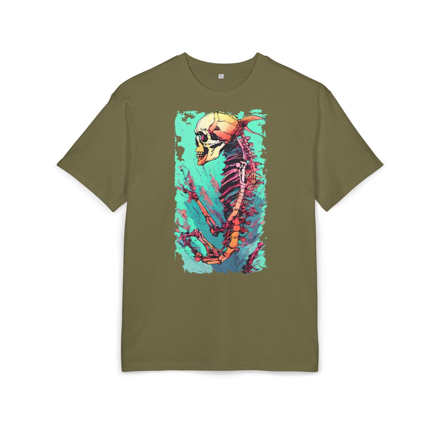 Colorful Skeleton Art Unisex Heavy Oversize Tee | Graphic Tee, Skeleton Shirt, Artsy Gift, Halloween Apparel, Trendy Streetwear