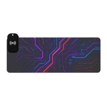 LED Gaming Mouse Pad with Wireless Charging - Futuristic Tech Design, Gamer Accessories, Desk Decor, Birthday Gifts, Game Night Essentials