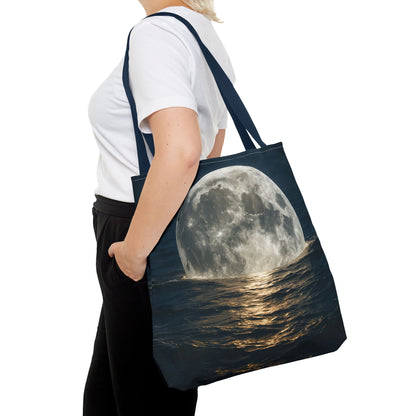 Moonlit Ocean Tote Bag - Night Sky, Beach, Stylish, Eco-Friendly, Great Gift for Friends, Perfect for Travel, Shopping