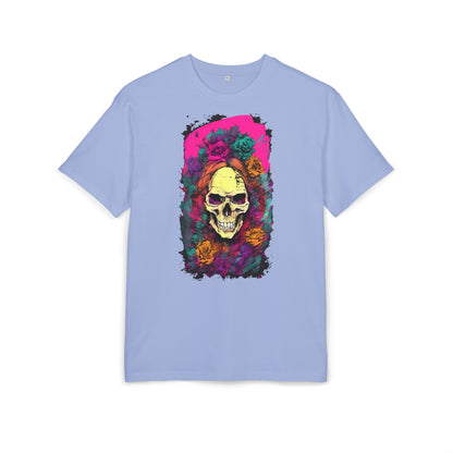 Skull Floral Oversize Tee - Graphic T-Shirt for Halloween, Festival Wear, Unisex Casual, Unique Gift