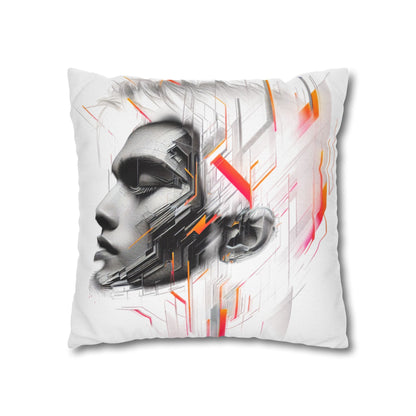 Futuristic Art Pillowcase - Modern Home Decor, Geometric Throw Pillow, Gift for Tech Lovers, Contemporary Accent Cushion