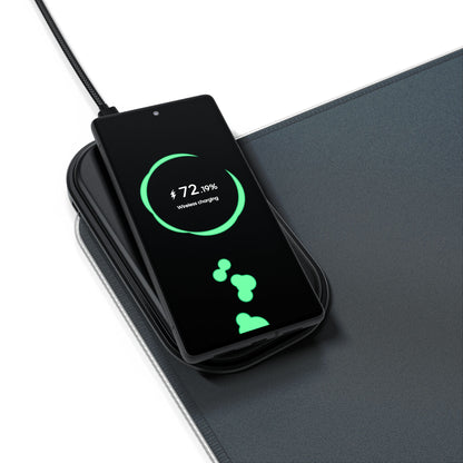 LED Gaming Mouse Pad, Wireless Charging, RGB Illuminated Desk Mat, Gamer Accessories, Office Desk Decor, Unique Gift for Gamers
