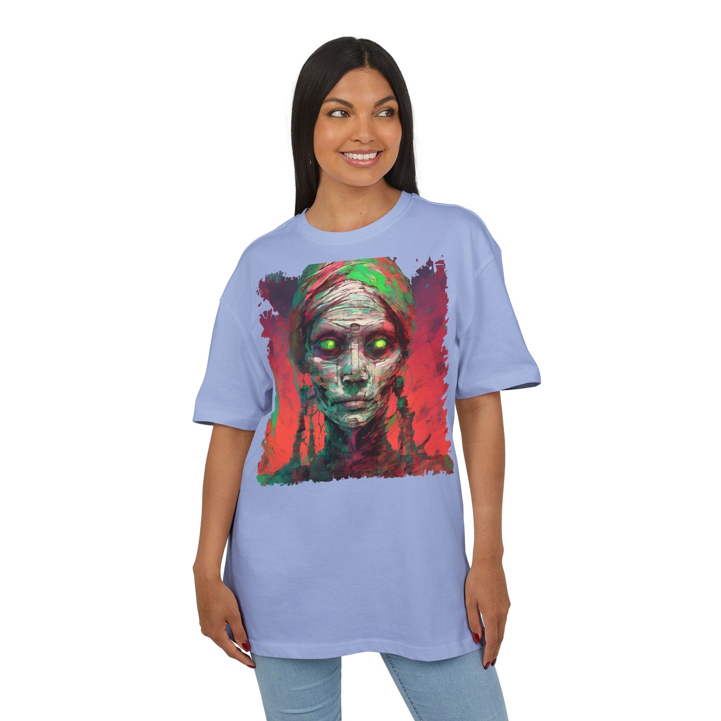 Horror-Inspired Unisex Oversize Tee, Spooky Graphic Shirt, Halloween Outfit, Unique Art Tee, Ghoulish Casual Wear, Perfect for Parties