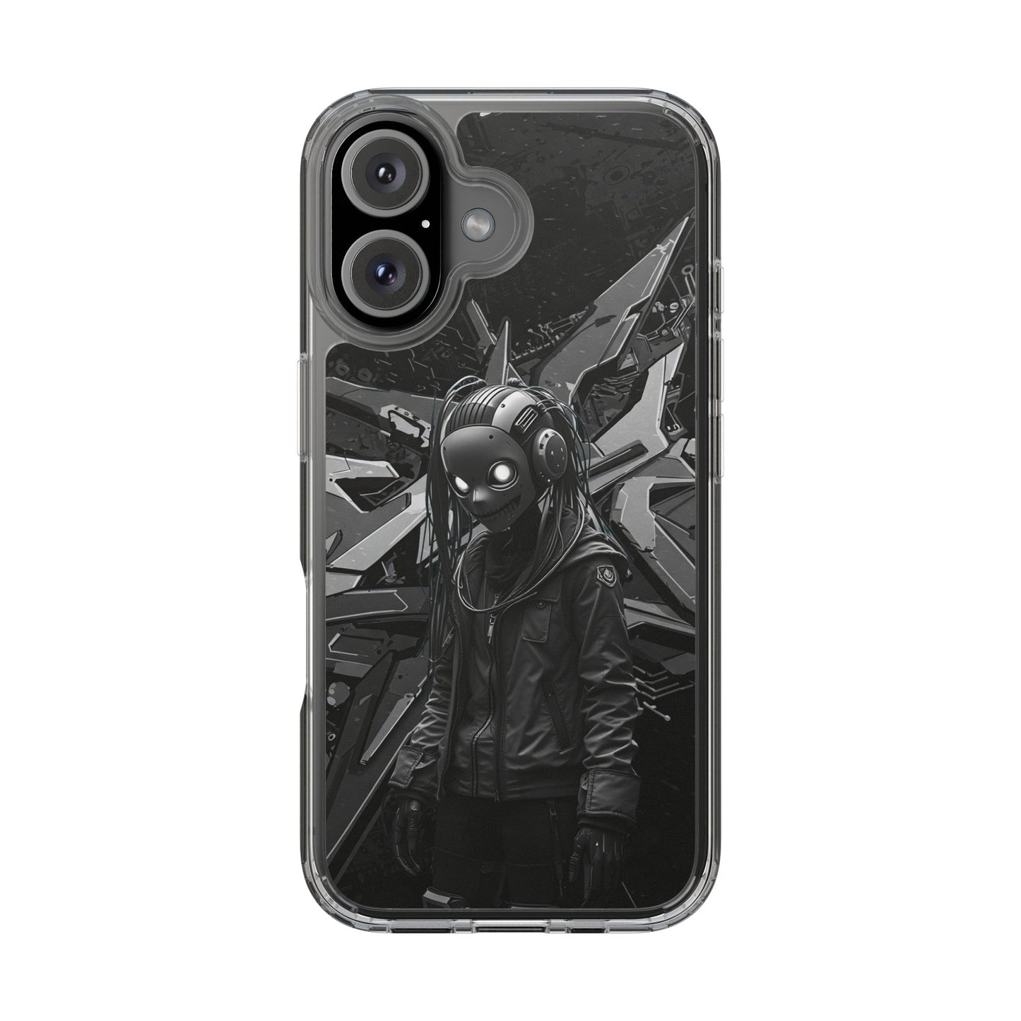 Anime-Inspired Clear Phone Case - Edgy Streetwear Style