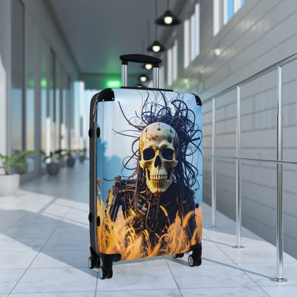 Skull Design Suitcase - Edgy Luggage for Travel, Halloween Decor, Unique Gifts, Skull Lover Merchandise, Travel Accessories