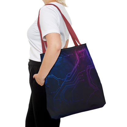 Futuristic Circuit Design Tote Bag | Tech Lover Gift, Stylish Shopping Bag, Geek Chic Tote, AOP Carryall, Unique Gift Idea