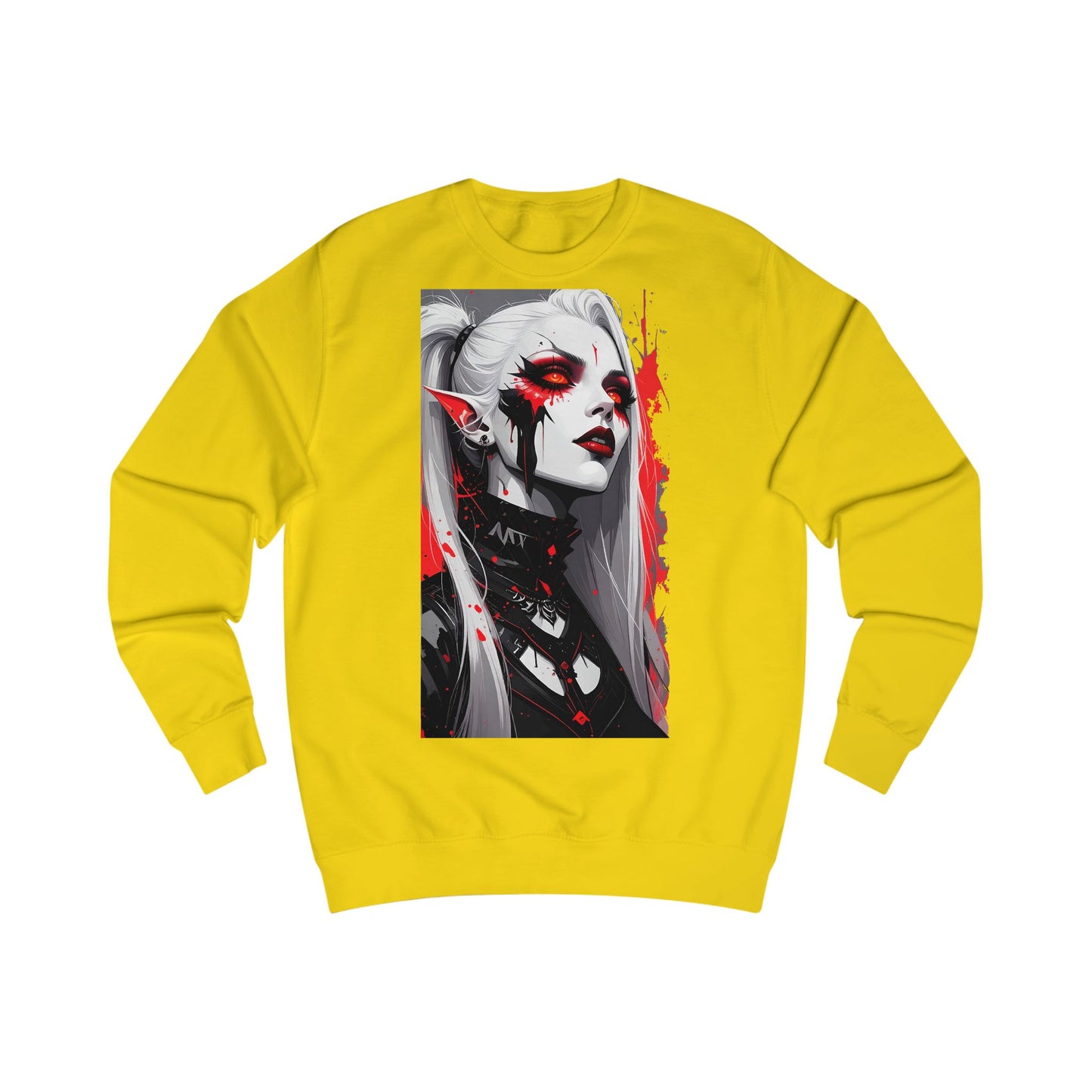 Edgy Graphic Sweatshirt with Art Design, Unisex Streetwear, Casual Fall Fashion, Gift for Art Lovers