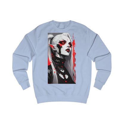 Edgy Graphic Sweatshirt with Art Design, Unisex Streetwear, Casual Fall Fashion, Gift for Art Lovers