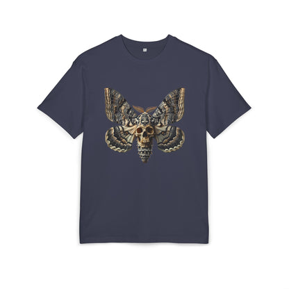 Unisex Oversize Tee with Skull Moth Design - Edgy Graphic Shirt