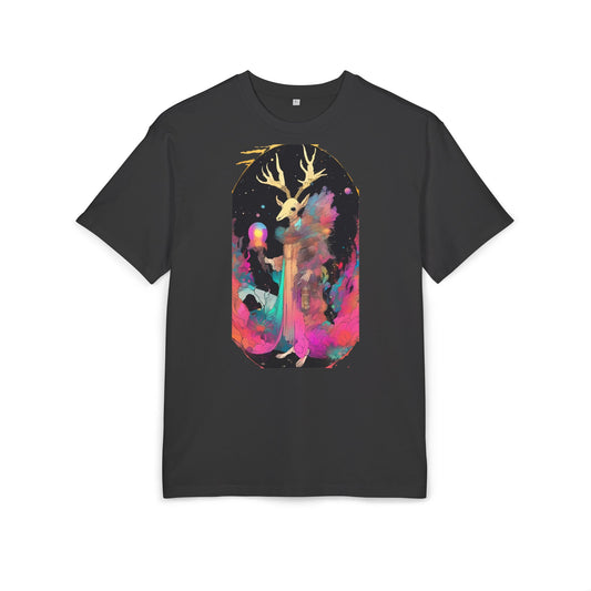 Cosmic Stag Unisex Oversize Tee | Bohemian Vibe T-Shirt, Fantasy Apparel, Unique Gift, Art-Inspired Fashion, Summer Style