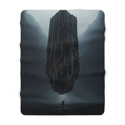 Cosmic Sherpa Fleece Blanket - Futuristic Design for Home Comfort