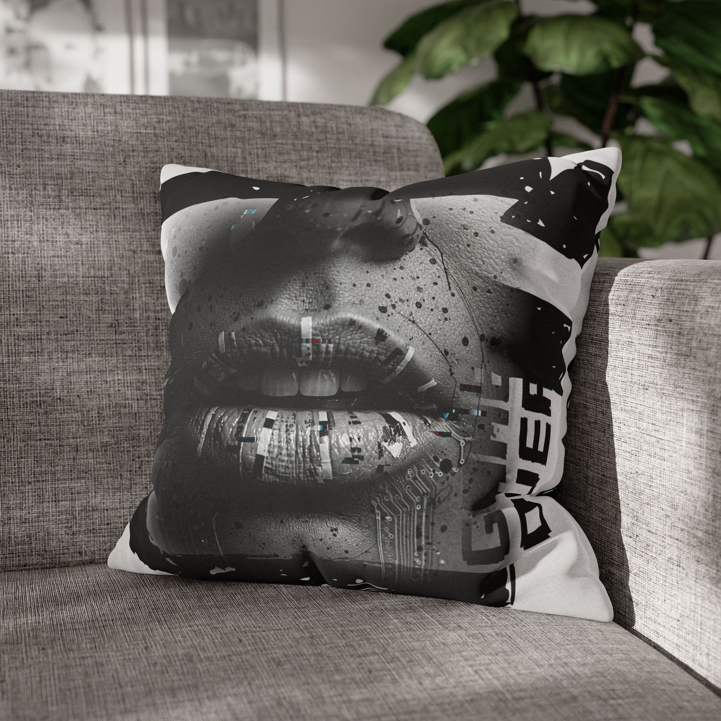 Stylish Spun Polyester Pillowcase, Decorative Accent, Unique Home Decor, Modern Living Room Cushion, Gift for Art Lovers