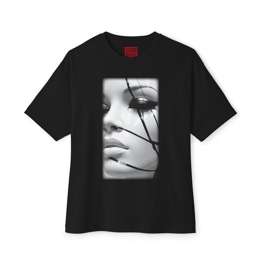 Chic Oversized Graphic Tee with Striking Design, Streetwear, Casual Style, Fashion Statement, Gift for Art Lovers