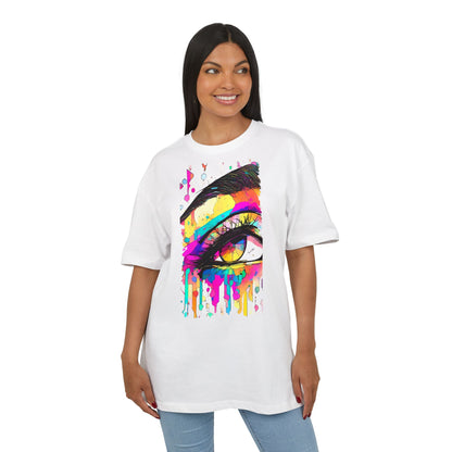 Vibrant Eye Art Oversized Tee, Unisex Heavy Tee for Creative Souls, Art Lovers Gift, Colorful Graphic Shirt, Festival Attire